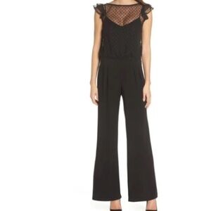 JULIA JORDAN Black Illusion Neck Wide Leg Jumpsuit Size 6